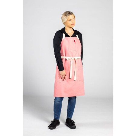 Uncommon Threads Vibe Bib Coral Pink Canvas Natural Web 3115-C1W4